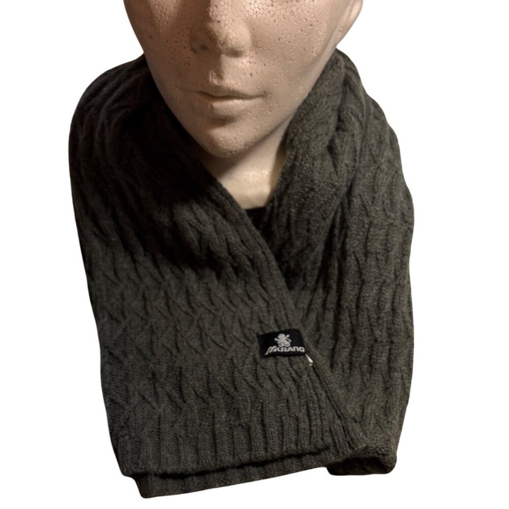 Murano Wool Blend Cable Knit Scarf For Men In Dark Gray Charcoal 8 X 64"